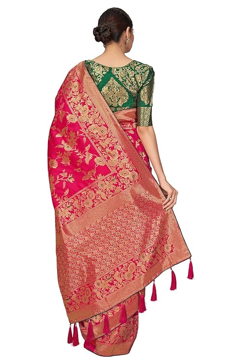 Banarasi Silk Blend Saree and Blouse Piece