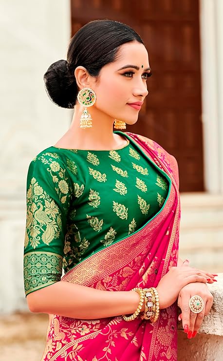 Banarasi Silk Blend Saree and Blouse Piece