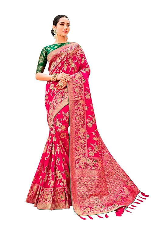 Banarasi Silk Blend Saree and Blouse Piece