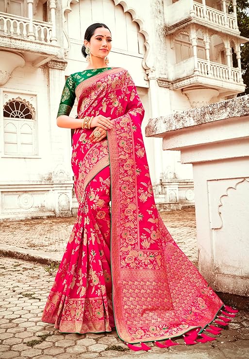 Banarasi Silk Blend Saree and Blouse Piece